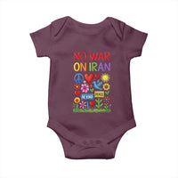 No War On Iran Colorful Peace Protest Baby Onesie Anti War Activist Statement