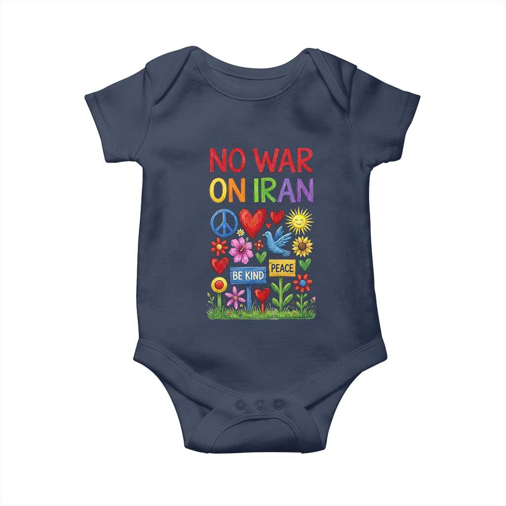 No War On Iran Colorful Peace Protest Baby Onesie Anti War Activist Statement