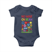 No War On Iran Colorful Peace Protest Baby Onesie Anti War Activist Statement