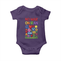 No War On Iran Colorful Peace Protest Baby Onesie Anti War Activist Statement