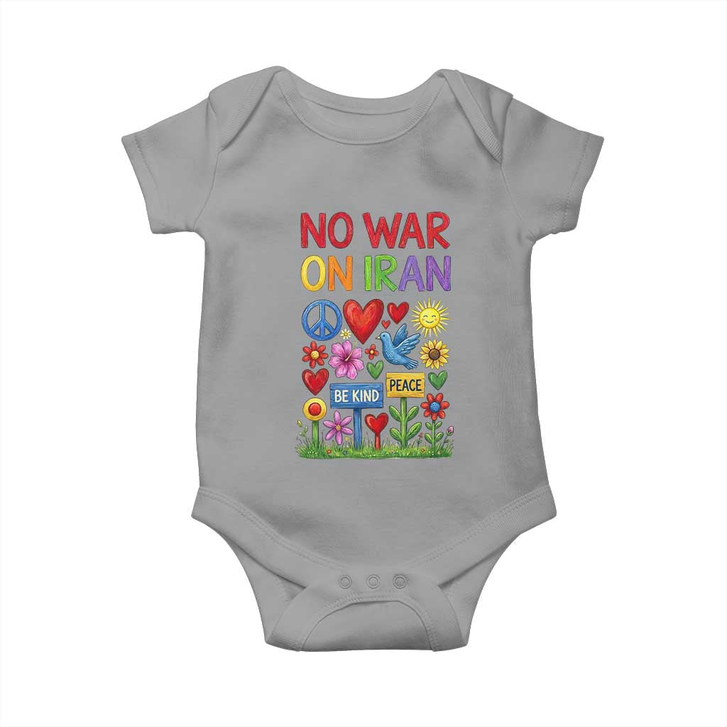 No War On Iran Colorful Peace Protest Baby Onesie Anti War Activist Statement