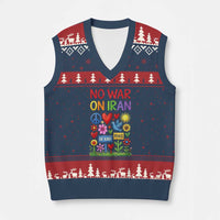 No War On Iran Colorful Peace Protest V-Neck Knit Sweater Vest Anti War Activist Statement