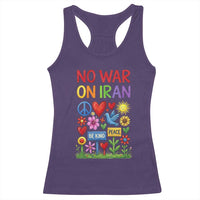 No War On Iran Colorful Peace Protest Racerback Tank Top Anti War Activist Statement