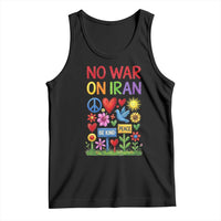 No War On Iran Colorful Peace Protest Tank Top Anti War Activist Statement