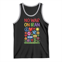 No War On Iran Colorful Peace Protest Tank Top Anti War Activist Statement