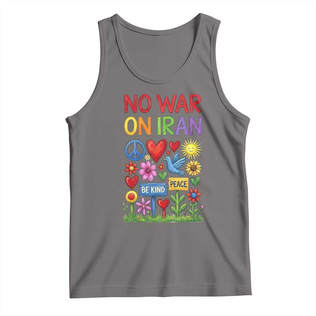 No War On Iran Colorful Peace Protest Tank Top Anti War Activist Statement