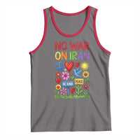 No War On Iran Colorful Peace Protest Tank Top Anti War Activist Statement