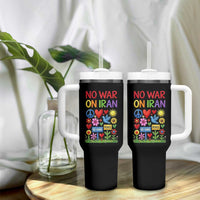 No War On Iran Colorful Peace Protest Tumbler With Handle Anti War Activist Statement