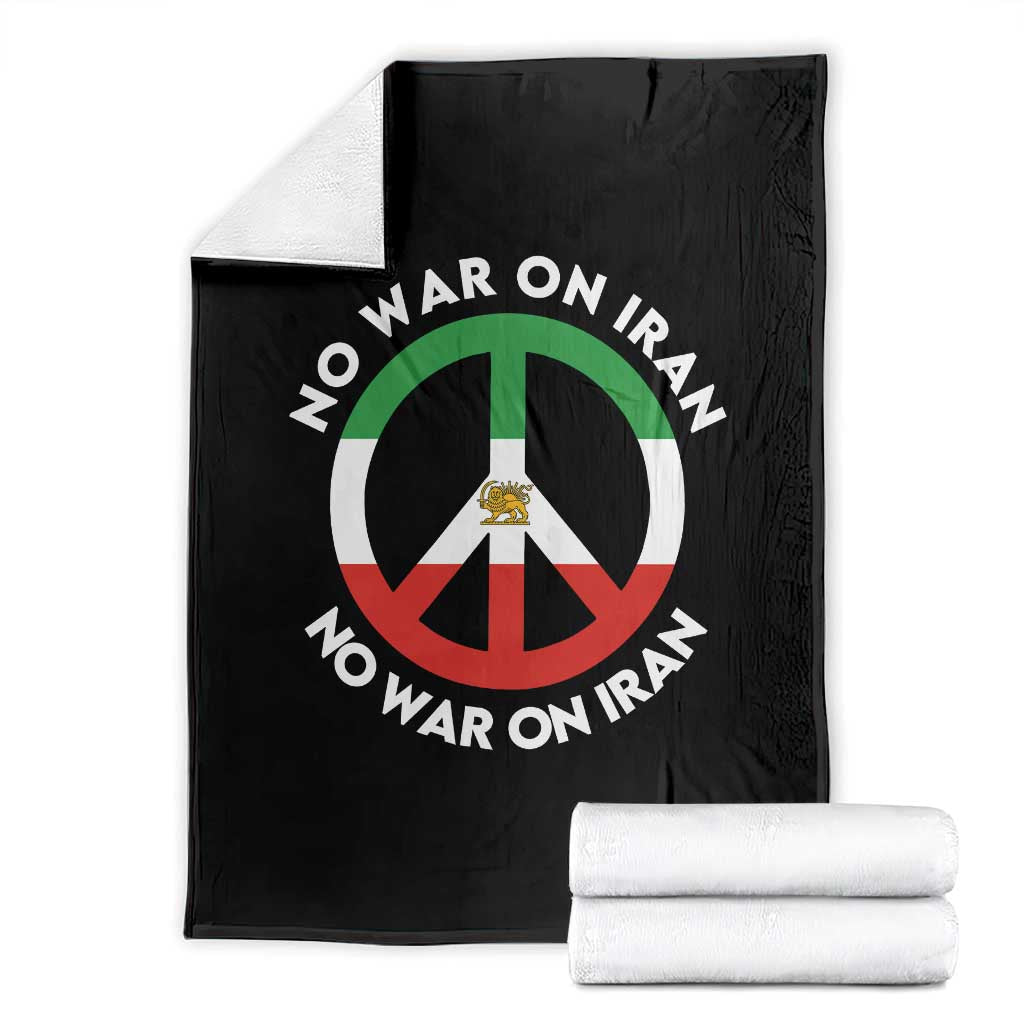 No War On Iran Peace Symbol Throw Blanket Iranian Lion Emblem Anti War Protest