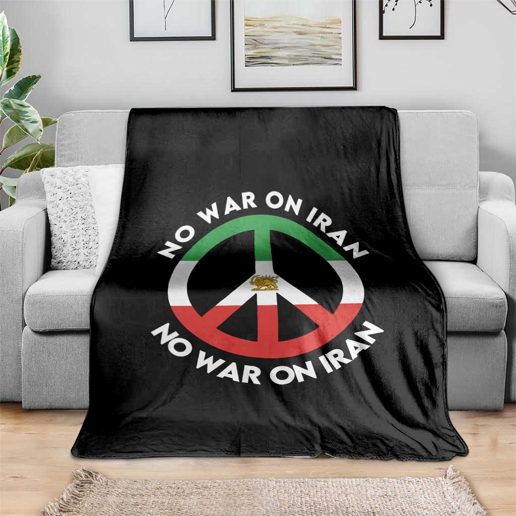 No War On Iran Peace Symbol Throw Blanket Iranian Lion Emblem Anti War Protest