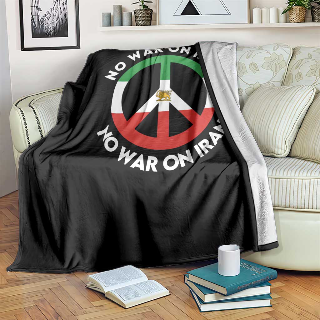 No War On Iran Peace Symbol Throw Blanket Iranian Lion Emblem Anti War Protest