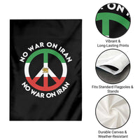 No War On Iran Peace Symbol Garden Flag Iranian Lion Emblem Anti War Protest