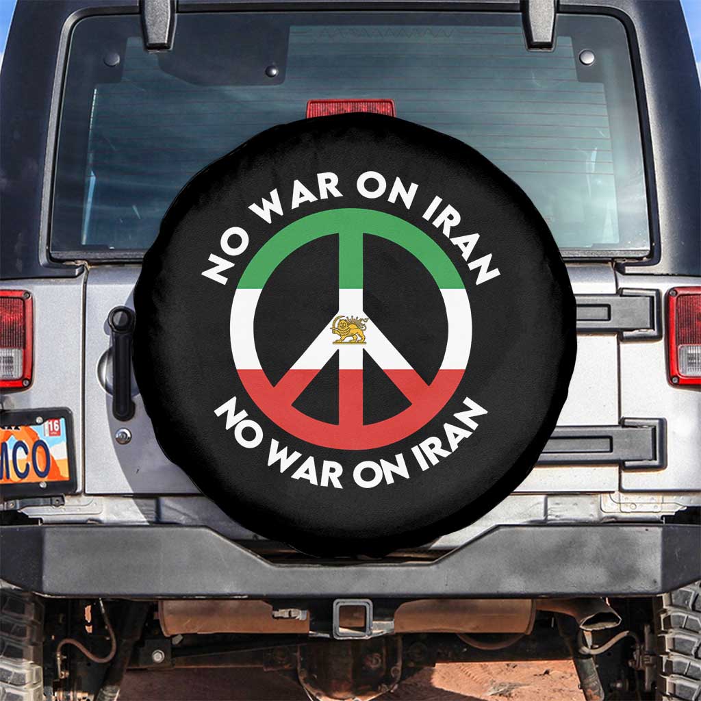 No War On Iran Peace Symbol Spare Tire Cover Iranian Lion Emblem Anti War Protest