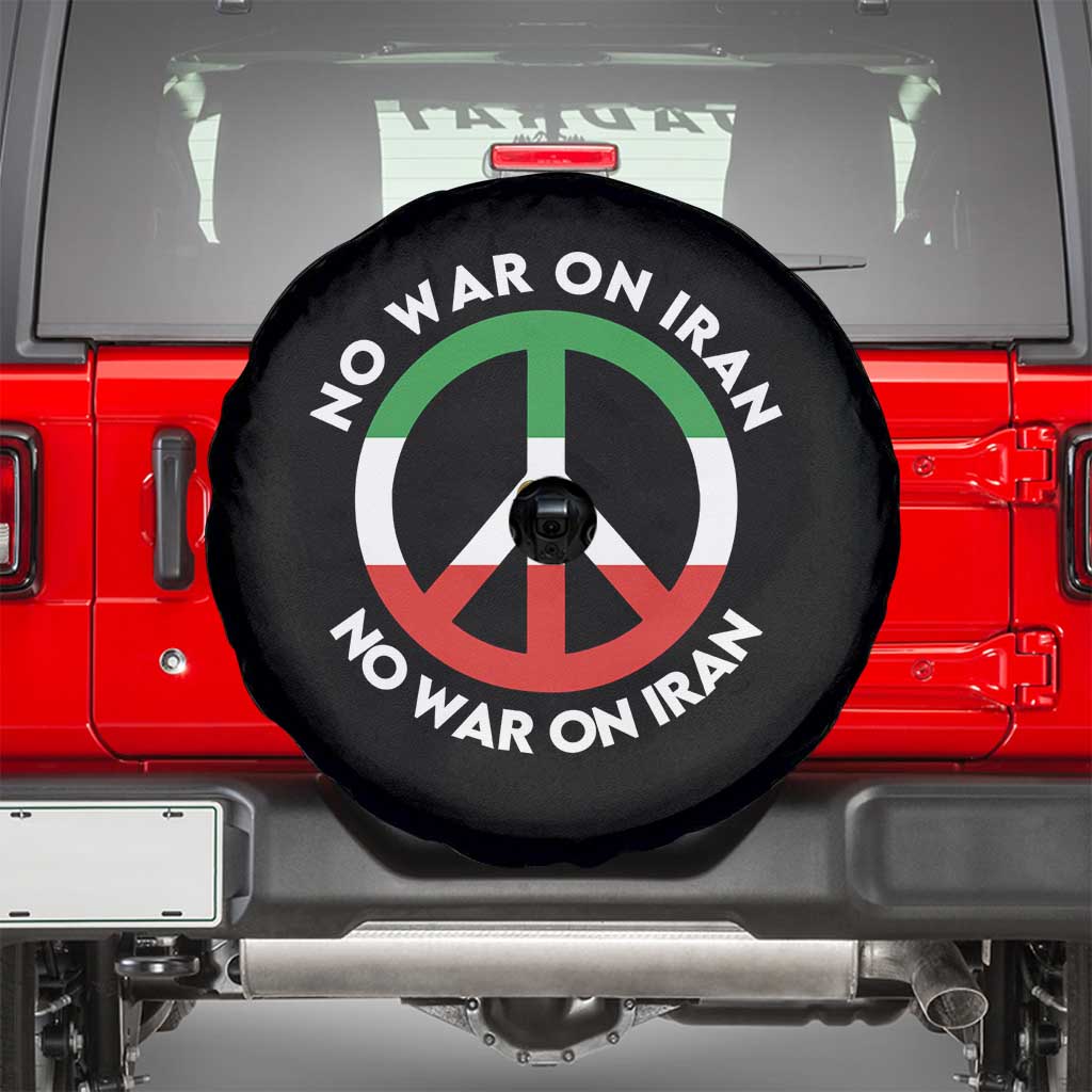 No War On Iran Peace Symbol Spare Tire Cover Iranian Lion Emblem Anti War Protest