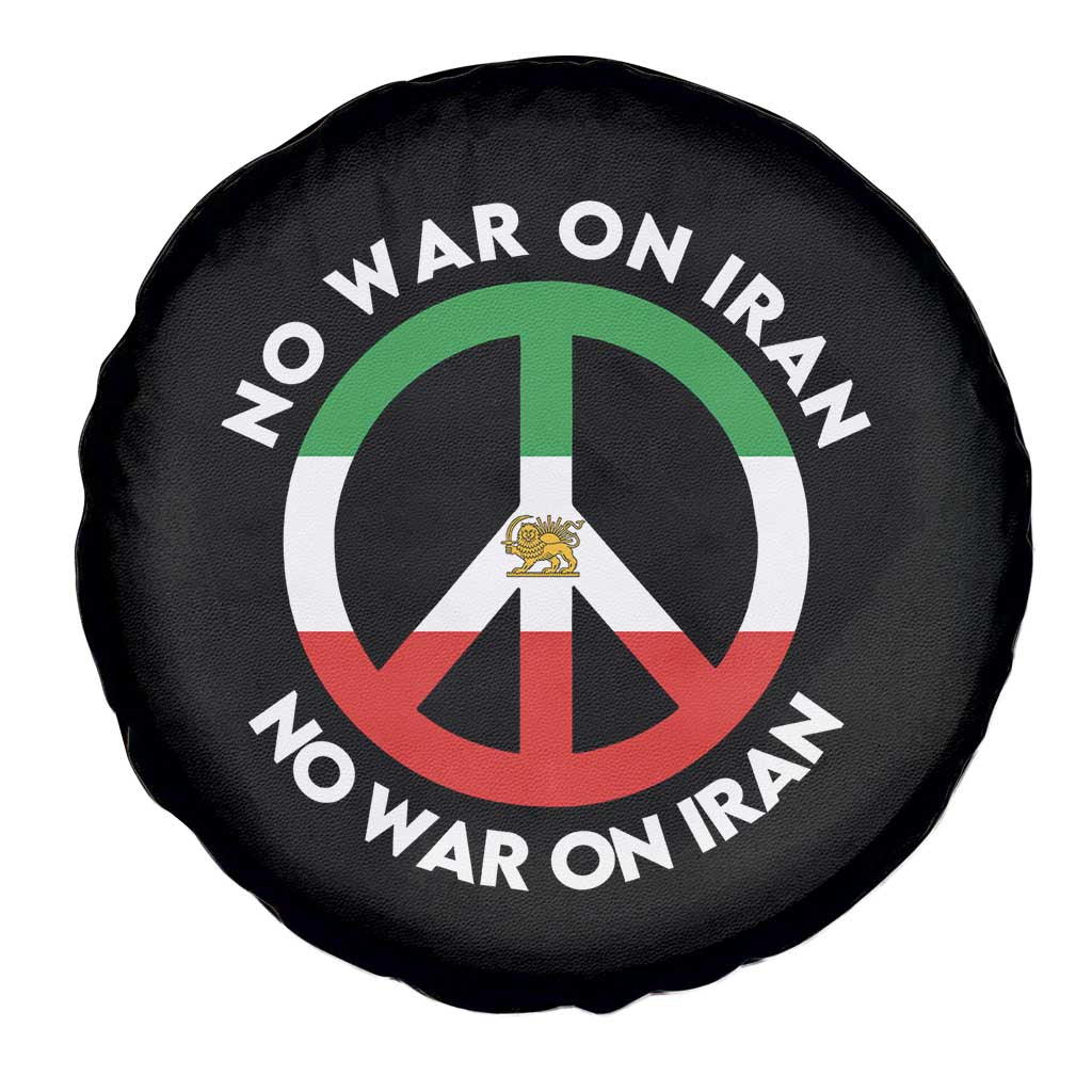 No War On Iran Peace Symbol Spare Tire Cover Iranian Lion Emblem Anti War Protest