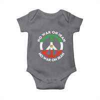 No War On Iran Peace Symbol Baby Onesie Iranian Lion Emblem Anti War Protest