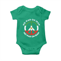 No War On Iran Peace Symbol Baby Onesie Iranian Lion Emblem Anti War Protest