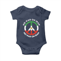No War On Iran Peace Symbol Baby Onesie Iranian Lion Emblem Anti War Protest