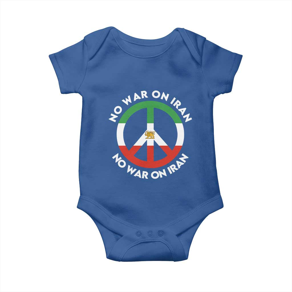 No War On Iran Peace Symbol Baby Onesie Iranian Lion Emblem Anti War Protest