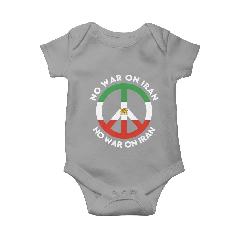No War On Iran Peace Symbol Baby Onesie Iranian Lion Emblem Anti War Protest