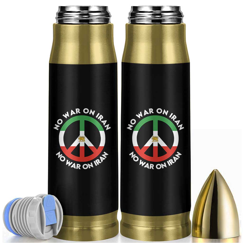No War On Iran Peace Symbol Bullet Tumbler Iranian Lion Emblem Anti War Protest