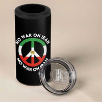 No War On Iran Peace Symbol 4 in 1 Can Cooler Tumbler Iranian Lion Emblem Anti War Protest