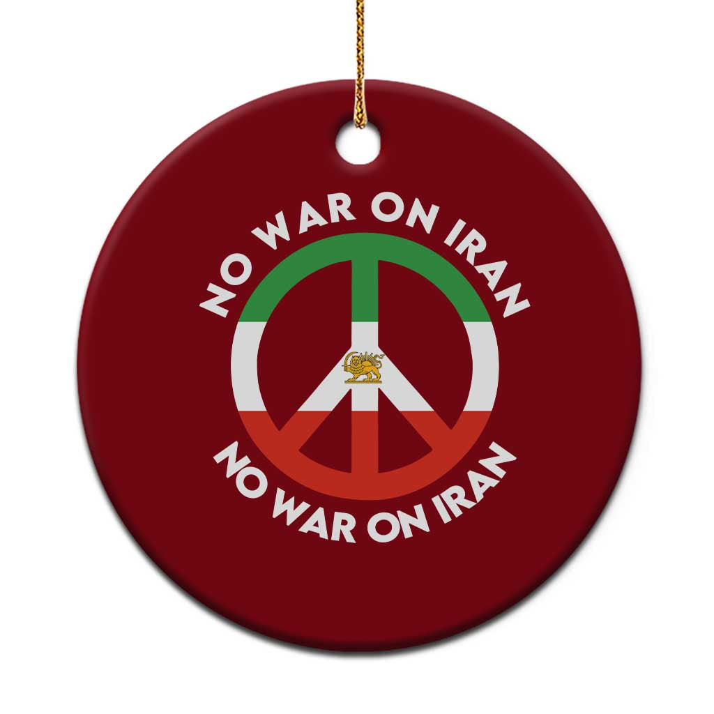 No War On Iran Peace Symbol Ceramic Ornament Iranian Lion Emblem Anti War Protest