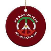 No War On Iran Peace Symbol Ceramic Ornament Iranian Lion Emblem Anti War Protest