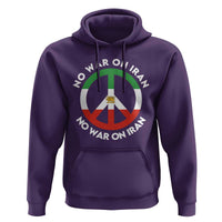 No War On Iran Peace Symbol Hoodie Iranian Lion Emblem Anti War Protest