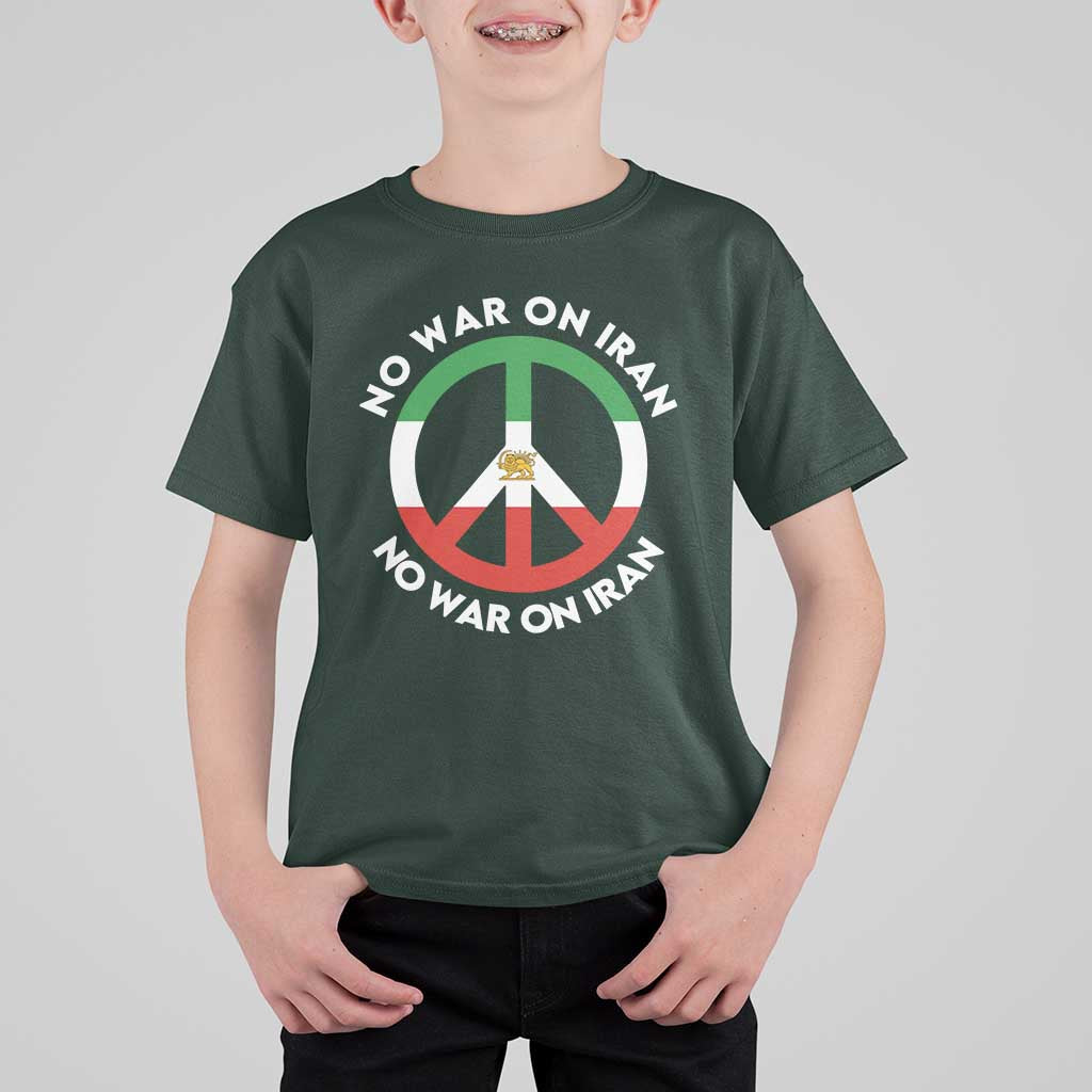 No War On Iran Peace Symbol T Shirt For Kid Iranian Lion Emblem Anti War Protest