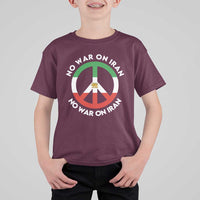 No War On Iran Peace Symbol T Shirt For Kid Iranian Lion Emblem Anti War Protest