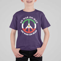 No War On Iran Peace Symbol T Shirt For Kid Iranian Lion Emblem Anti War Protest