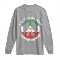 No War On Iran Peace Symbol Long Sleeve Shirt Iranian Lion Emblem Anti War Protest
