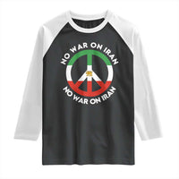No War On Iran Peace Symbol Raglan Shirt Iranian Lion Emblem Anti War Protest