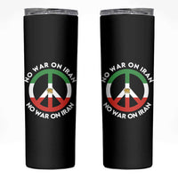 No War On Iran Peace Symbol Skinny Tumbler Iranian Lion Emblem Anti War Protest
