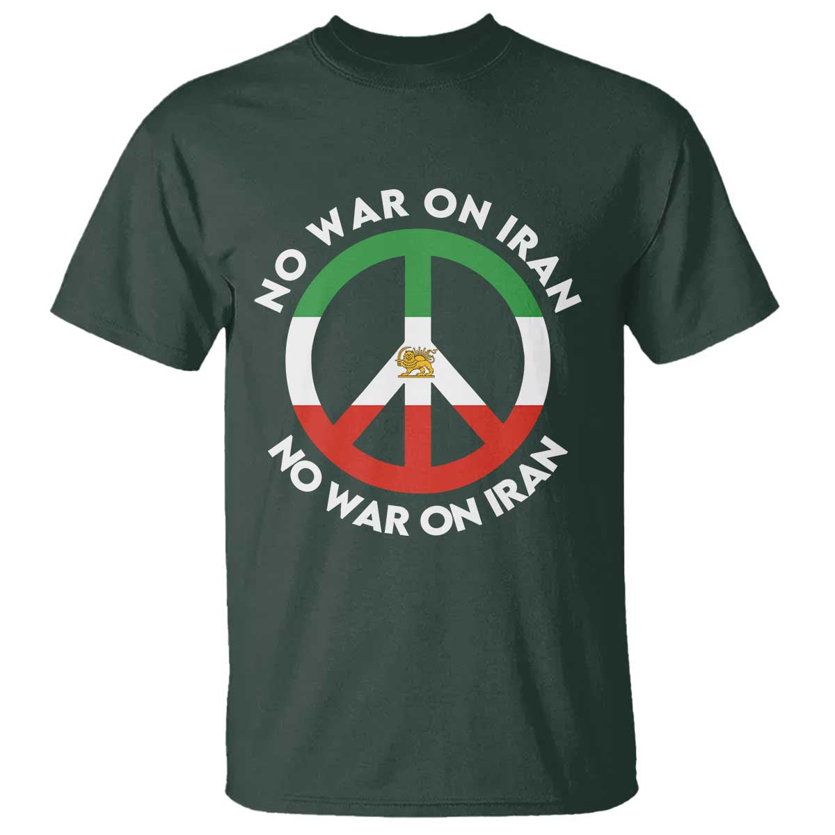 No War On Iran Peace Symbol T Shirt Iranian Lion Emblem Anti War Protest