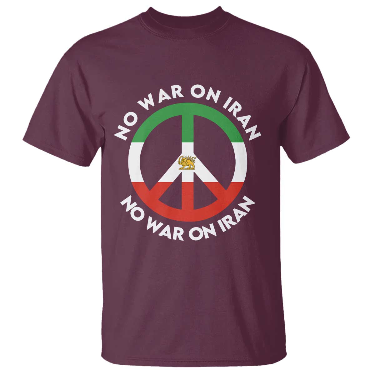 No War On Iran Peace Symbol T Shirt Iranian Lion Emblem Anti War Protest