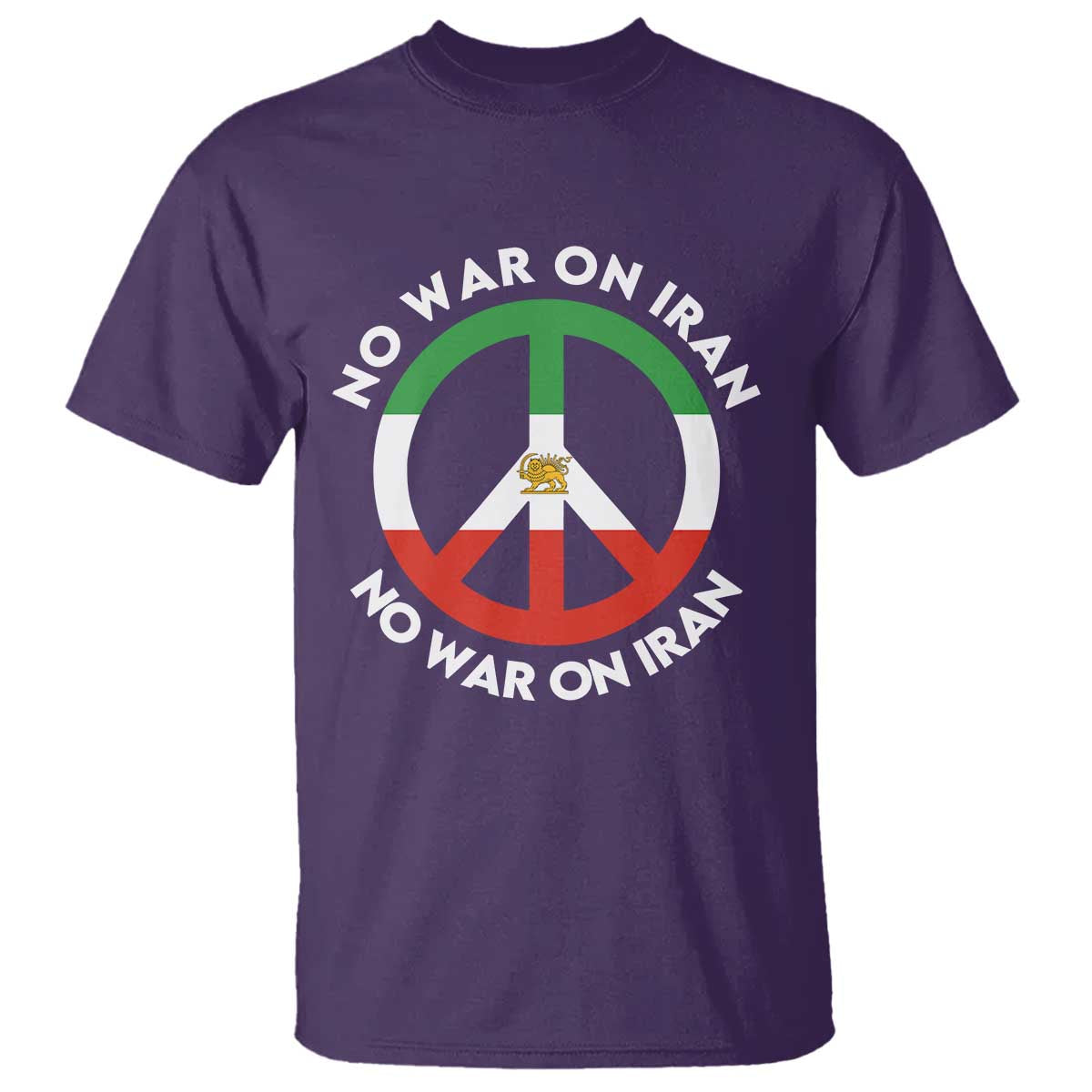 No War On Iran Peace Symbol T Shirt Iranian Lion Emblem Anti War Protest