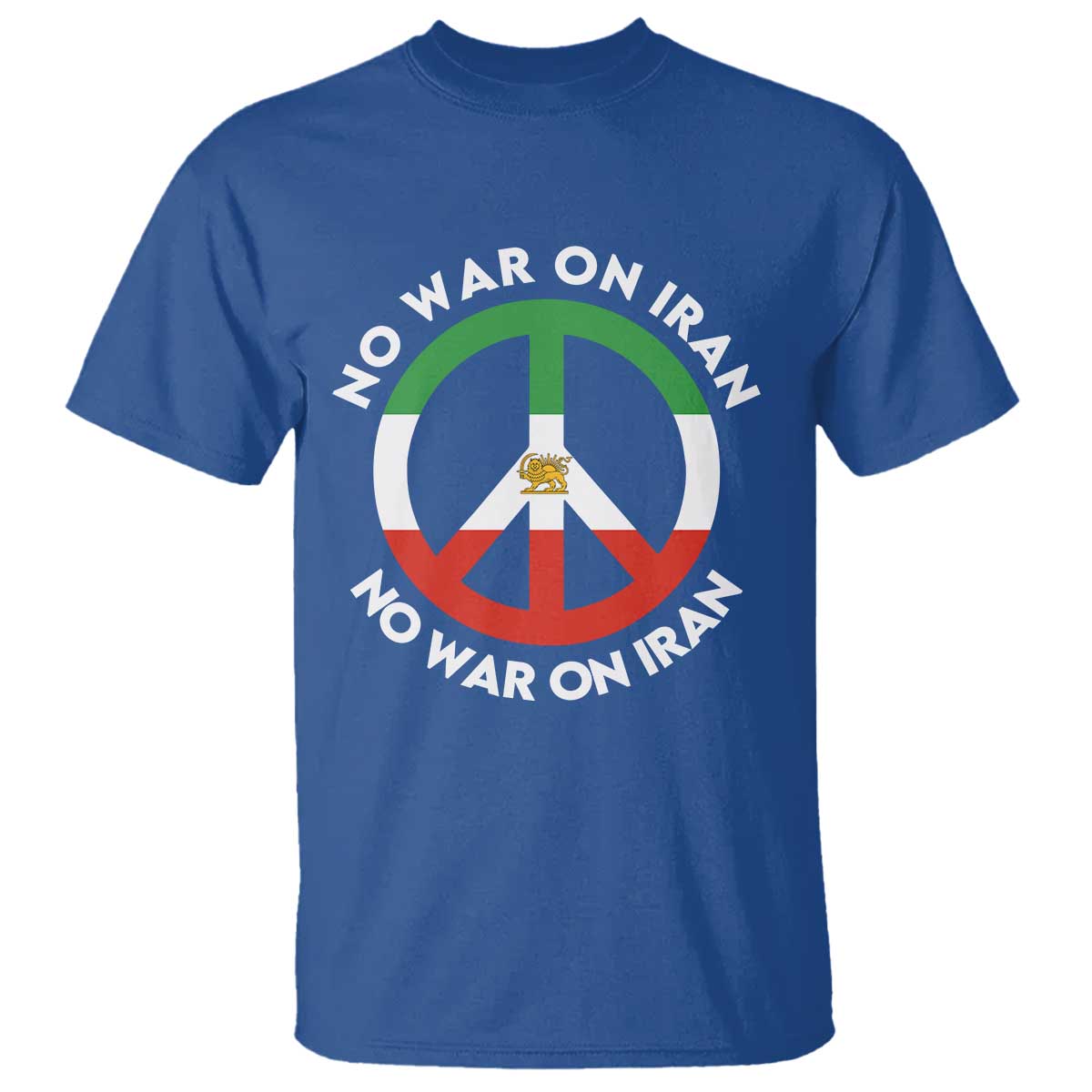 No War On Iran Peace Symbol T Shirt Iranian Lion Emblem Anti War Protest