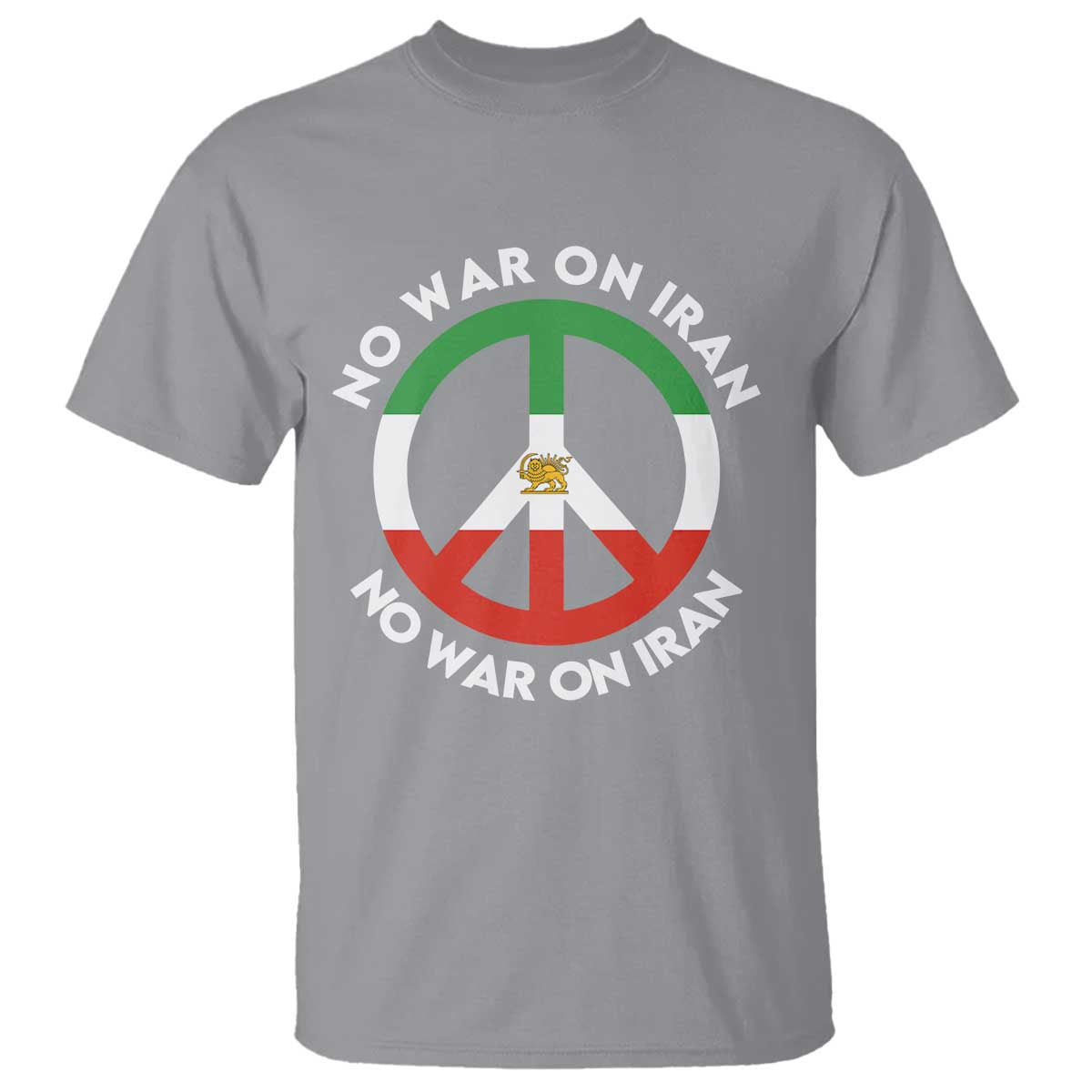 No War On Iran Peace Symbol T Shirt Iranian Lion Emblem Anti War Protest