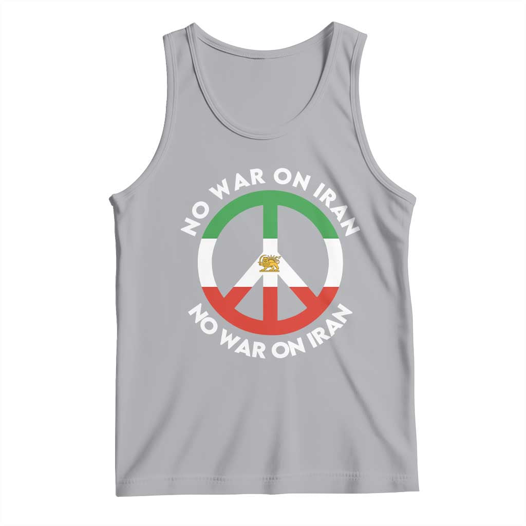 No War On Iran Peace Symbol Tank Top Iranian Lion Emblem Anti War Protest