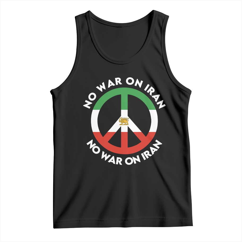 No War On Iran Peace Symbol Tank Top Iranian Lion Emblem Anti War Protest