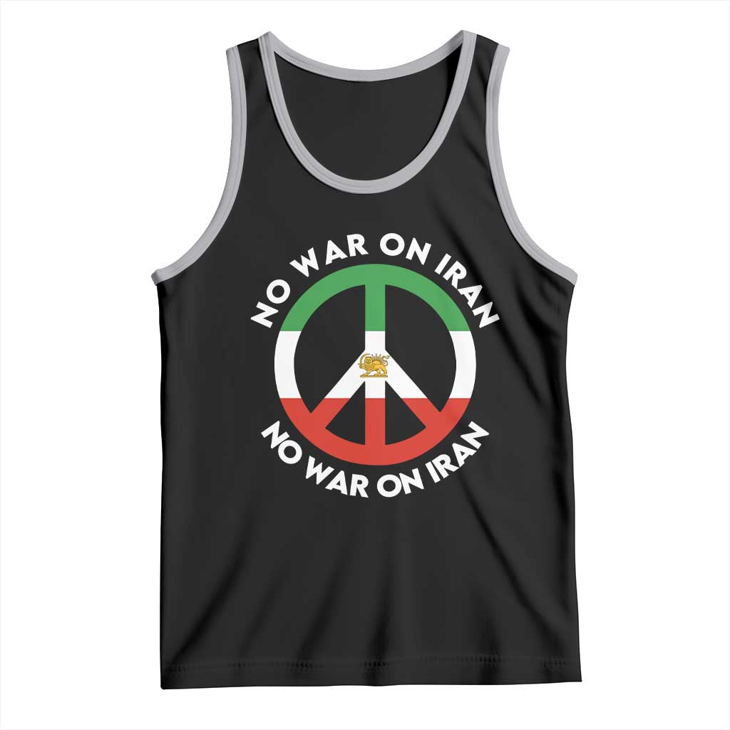No War On Iran Peace Symbol Tank Top Iranian Lion Emblem Anti War Protest