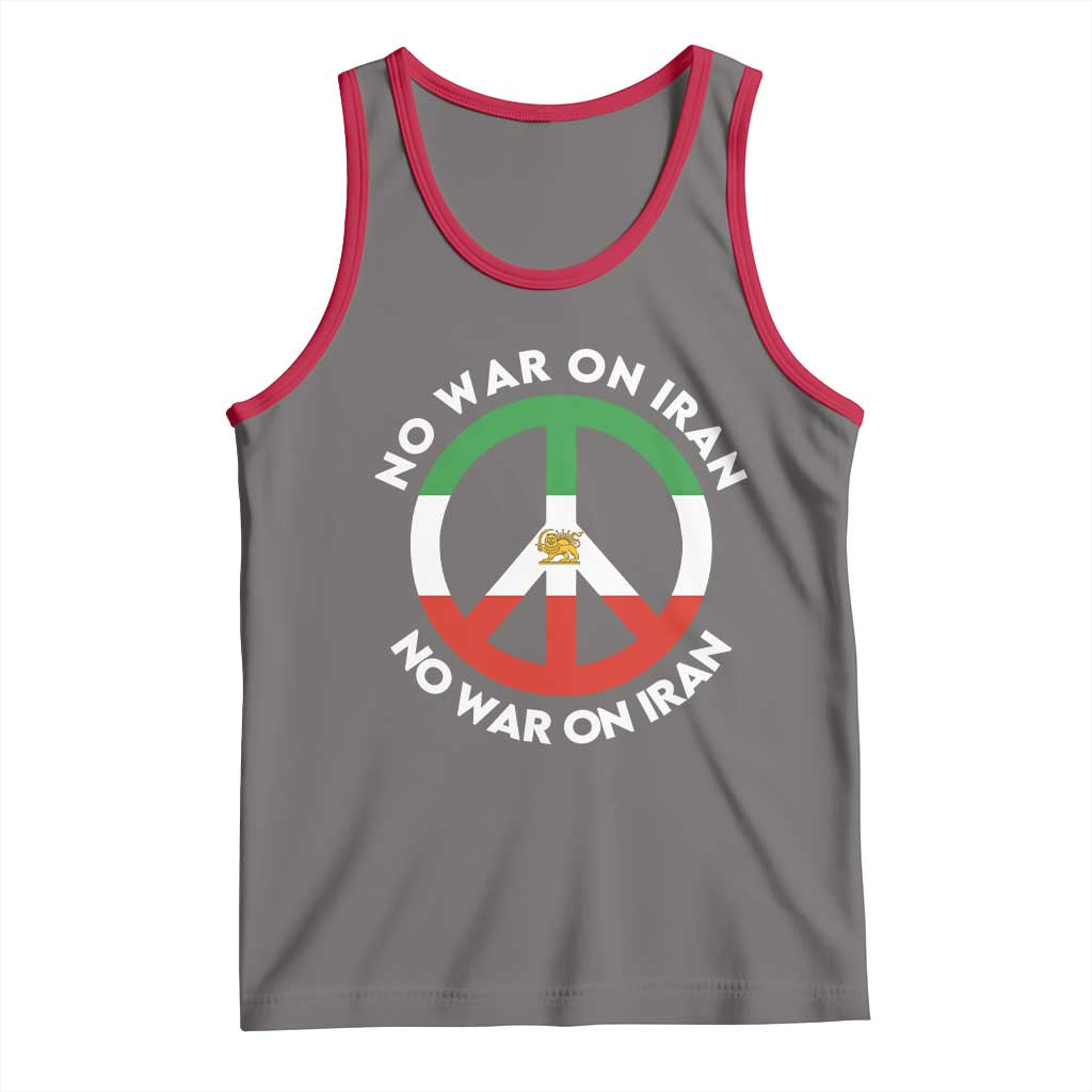 No War On Iran Peace Symbol Tank Top Iranian Lion Emblem Anti War Protest