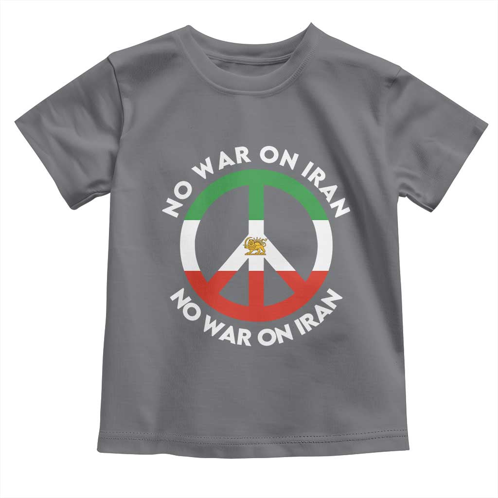 No War On Iran Peace Symbol Toddler T Shirt Iranian Lion Emblem Anti War Protest