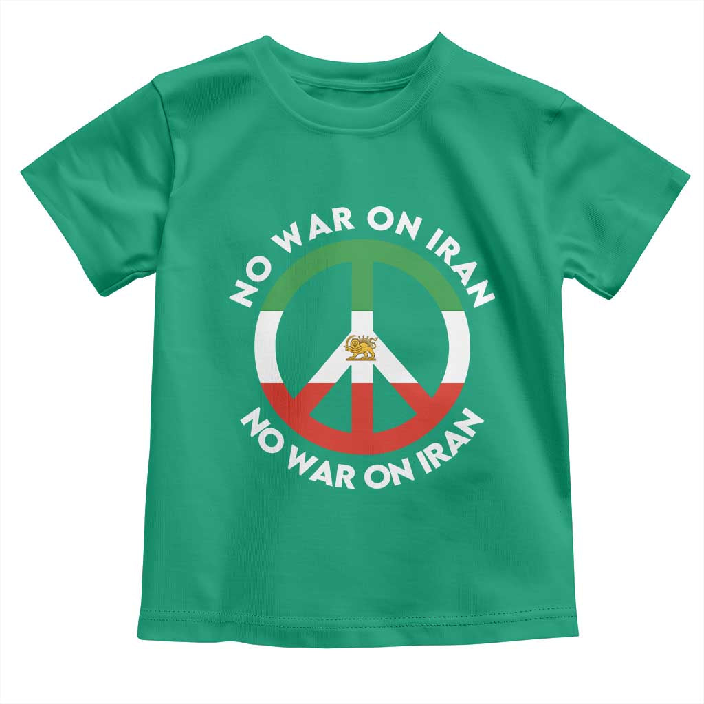No War On Iran Peace Symbol Toddler T Shirt Iranian Lion Emblem Anti War Protest