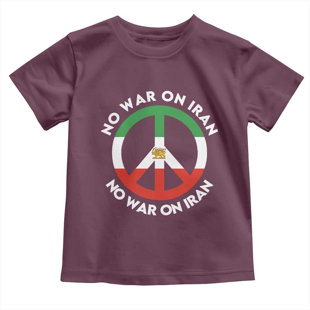 No War On Iran Peace Symbol Toddler T Shirt Iranian Lion Emblem Anti War Protest