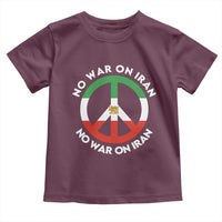 No War On Iran Peace Symbol Toddler T Shirt Iranian Lion Emblem Anti War Protest
