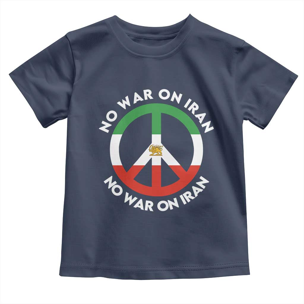 No War On Iran Peace Symbol Toddler T Shirt Iranian Lion Emblem Anti War Protest