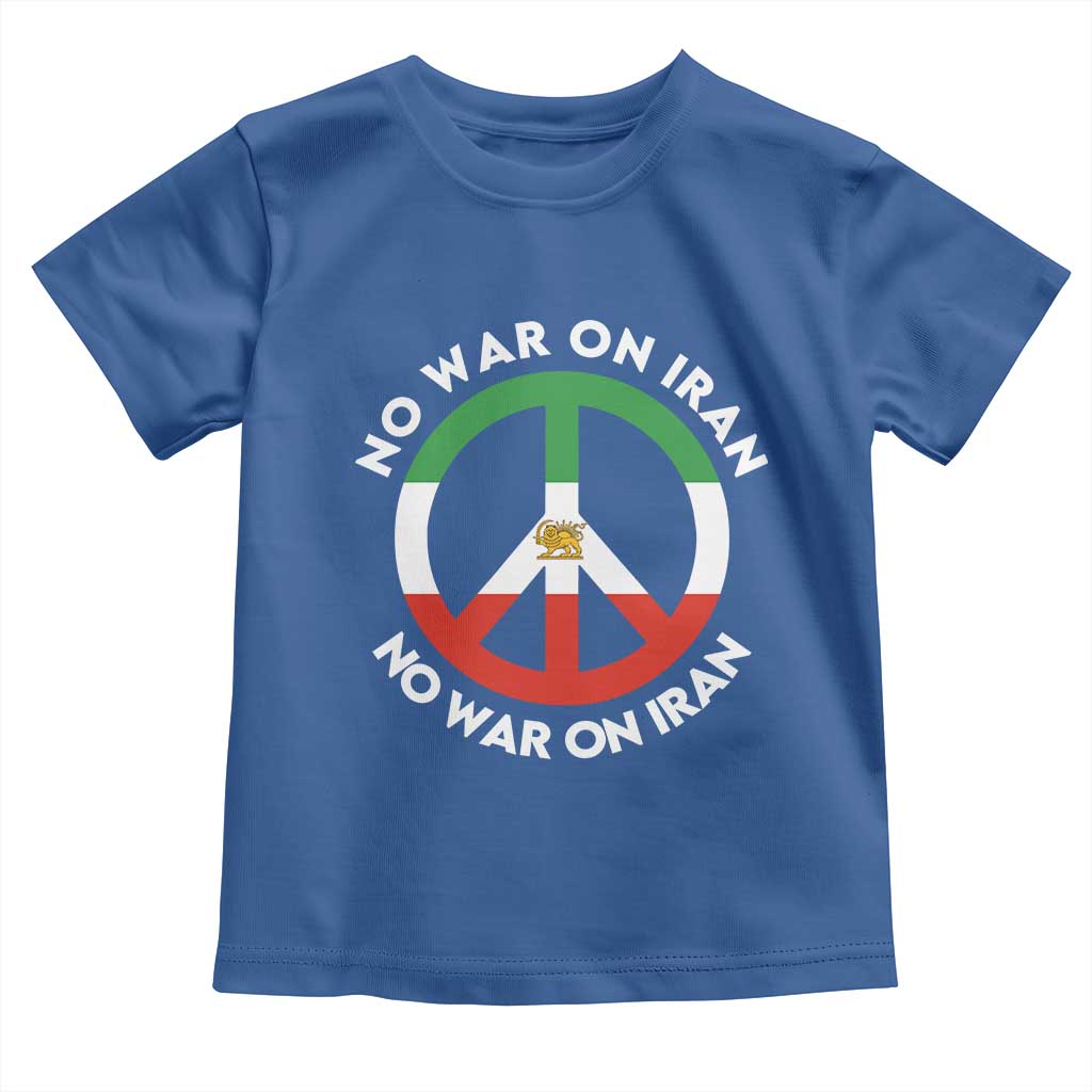 No War On Iran Peace Symbol Toddler T Shirt Iranian Lion Emblem Anti War Protest
